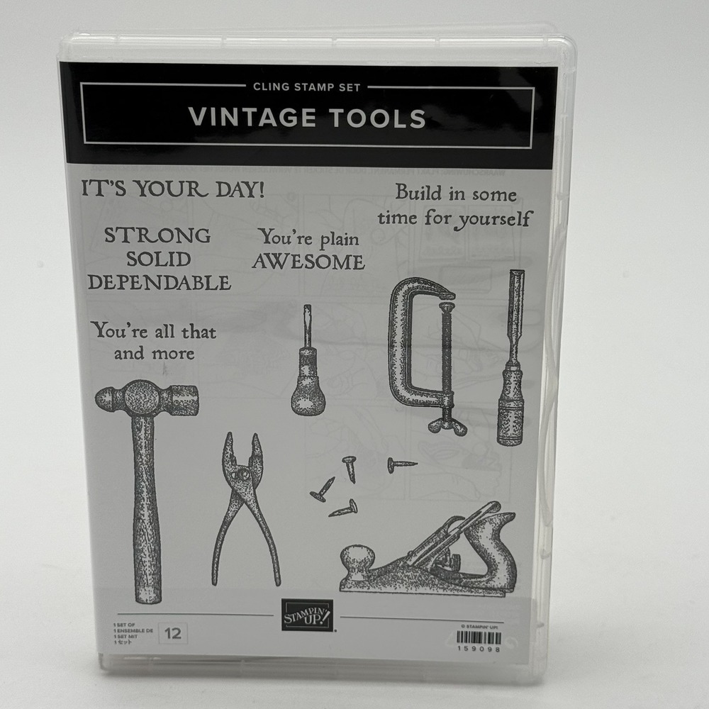 Stampin Up Vintage Tools Cling Stamp Set  Masculine Strong‎ Solid Dependable NEW